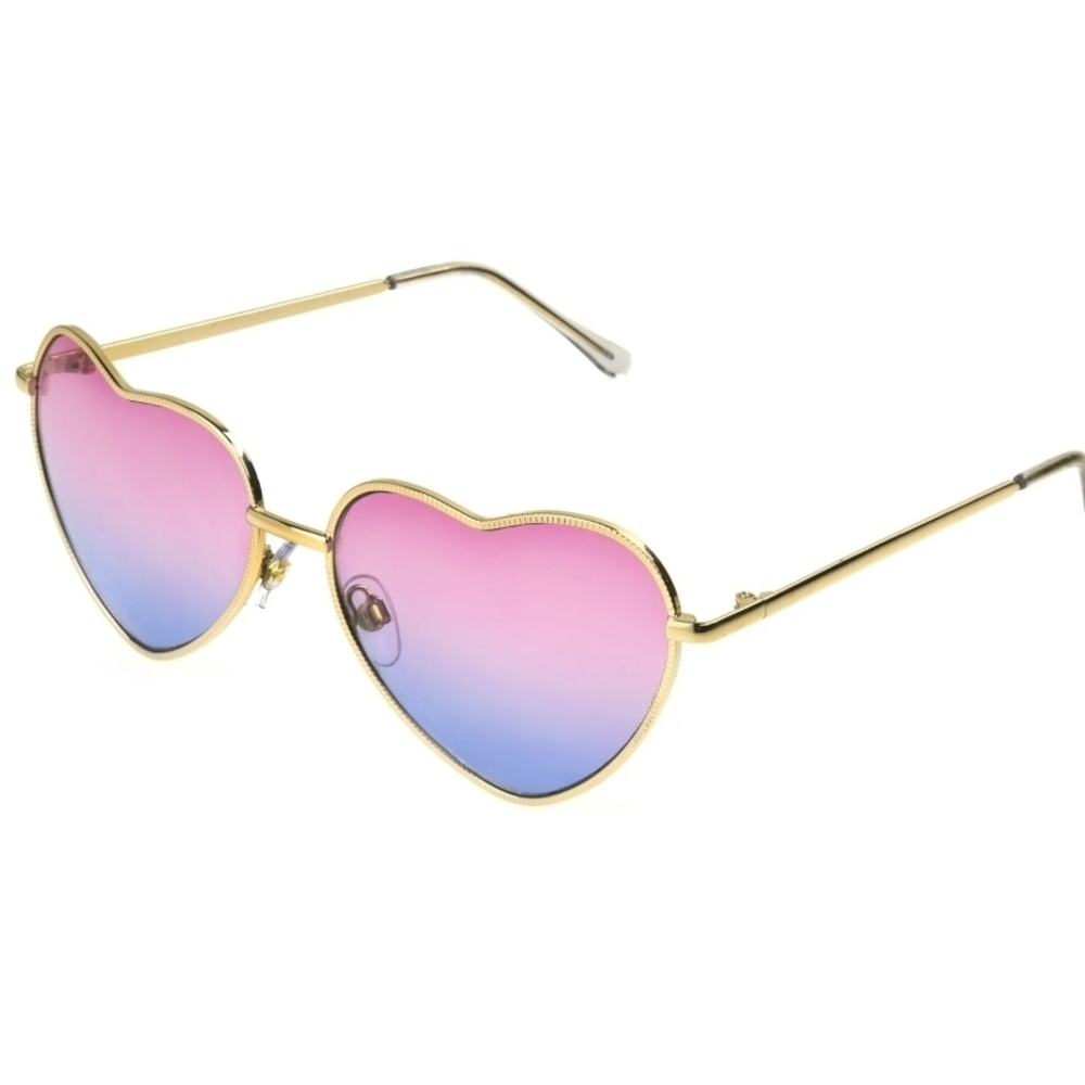 Heart-Shaped Gradient Sunglasses - Gold Frame